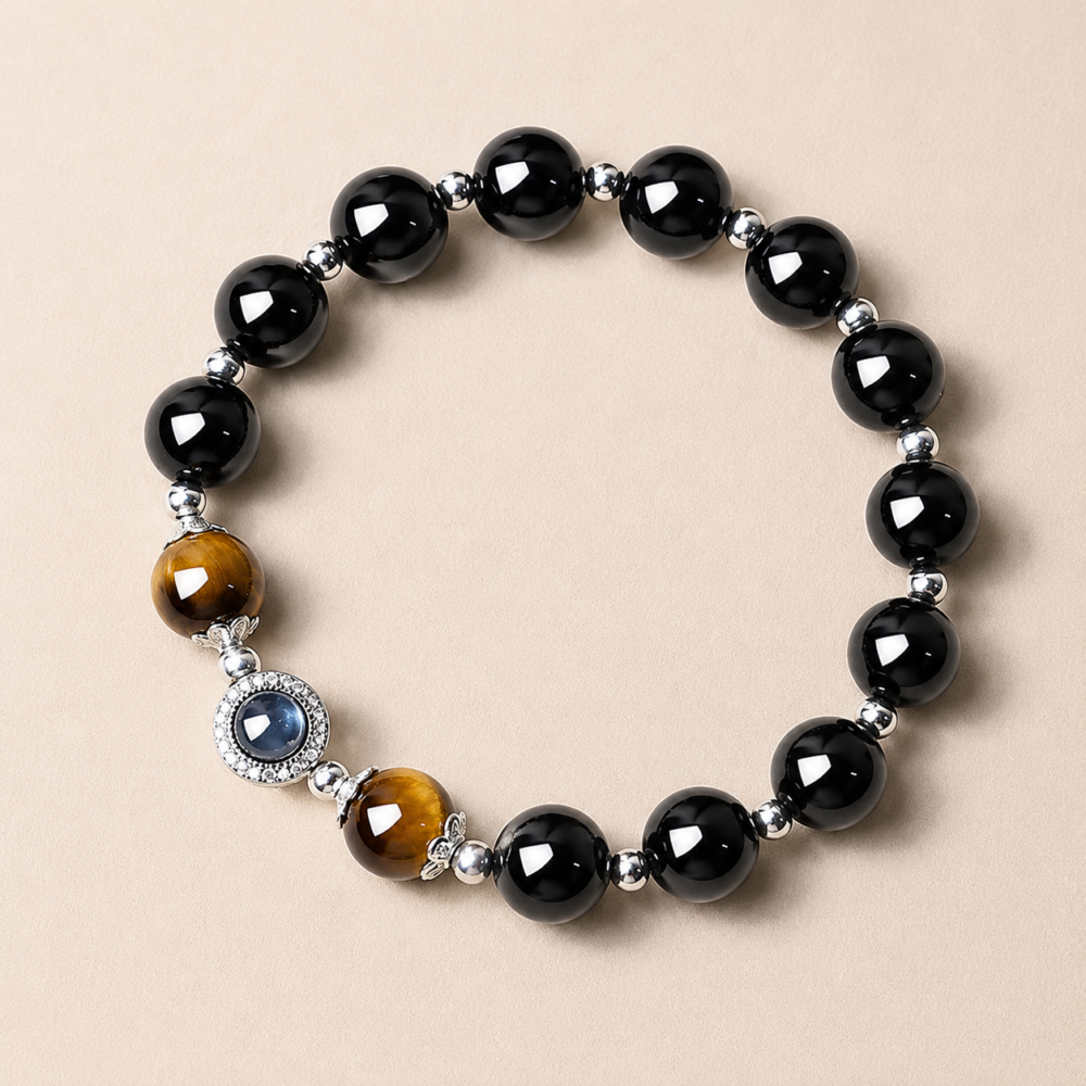The Midnight Guardian – Obsidian & Tiger’s Eye Energy Bracelet