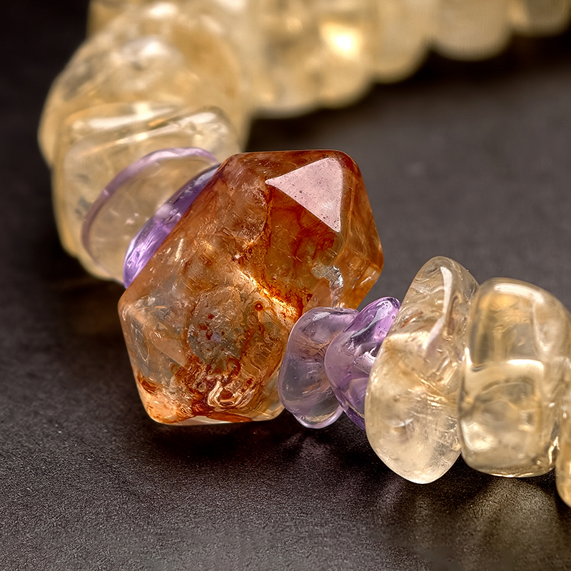 Warmth Ground – Natural Citrine, Amethyst & Red Spinel Gemstone Bracelet - Image 4