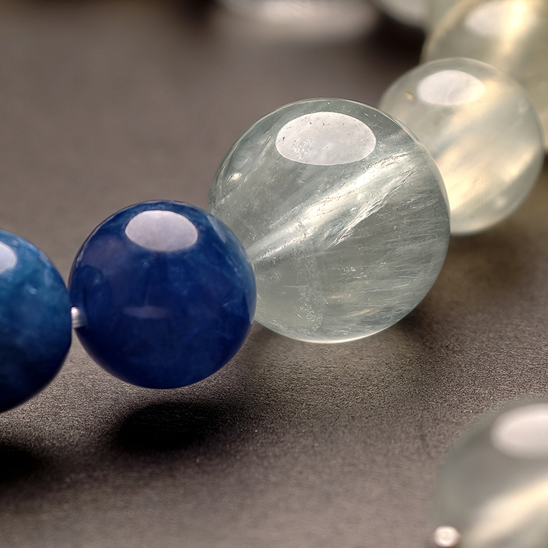 The Flowing Wood – Prehnite & Blue Kyanite Gemstone Bracelet - Image 3