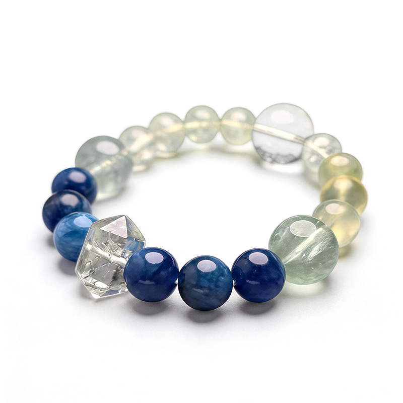 The Flowing Wood – Prehnite & Blue Kyanite Gemstone Bracelet - Image 7