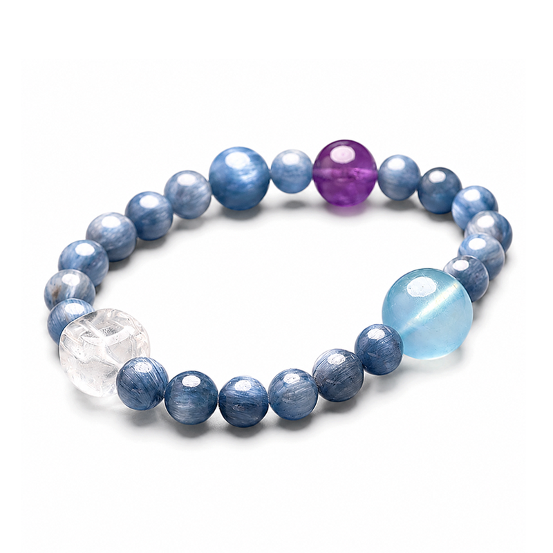 Calm Flow – Kyanite Aquamarine & Amethyst Gemstone Bracelet - Image 6