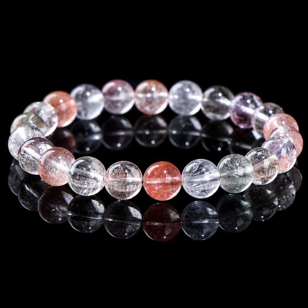 The Rainbow Whisper – Natural Rabbit Hair Quartz Energy Bracelet