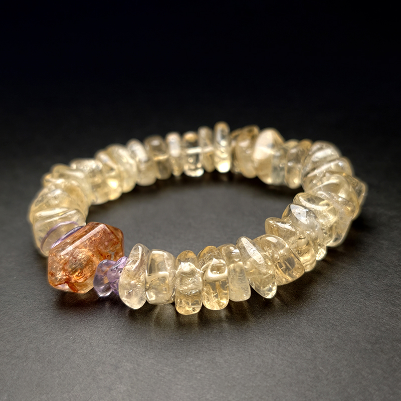 Warmth & Ground Bracelet – Citrine, Amethyst & Red Spinel Design