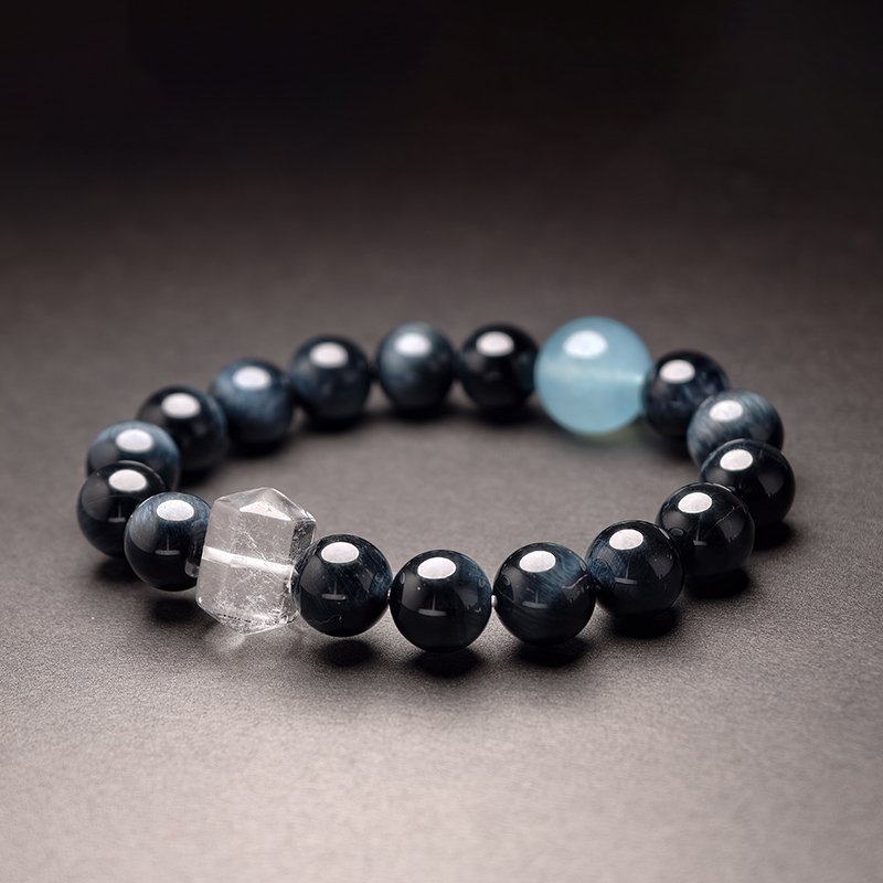 Ocean Flow Energy Bracelet – Blue Tiger Eye & Aquamarine Design